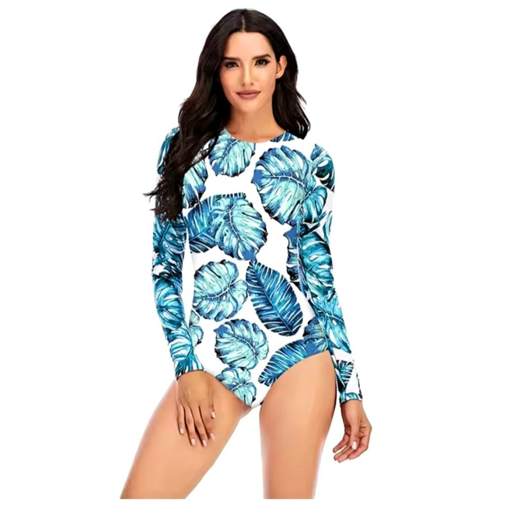 Women Unbranded White Blue wash guard long sleeve surfer XL padded swimsuit